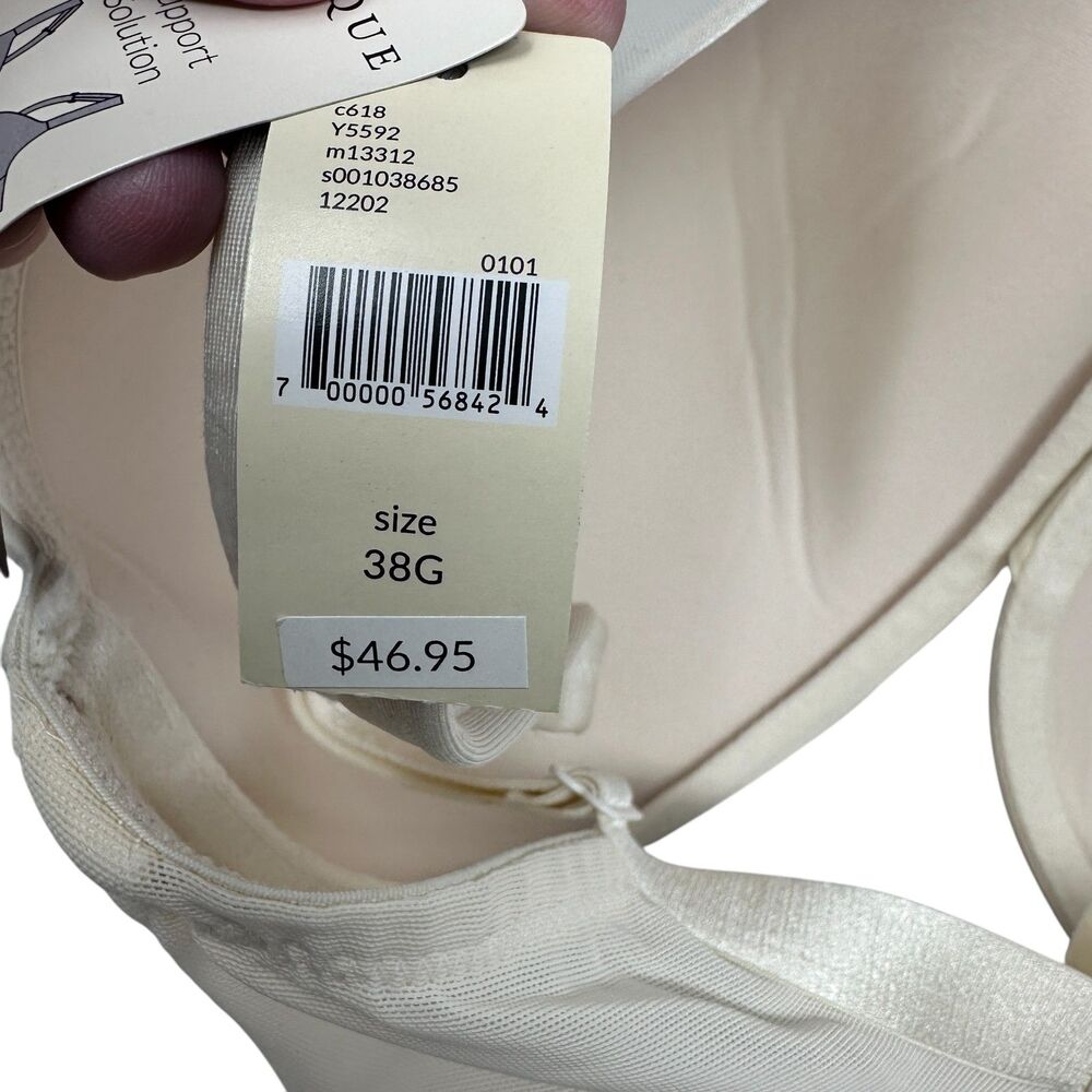 Cacique Cream White Satin Full Coverage Underwire Full Cup Bra Plus Size 38G NWT - Picture 3 of 5